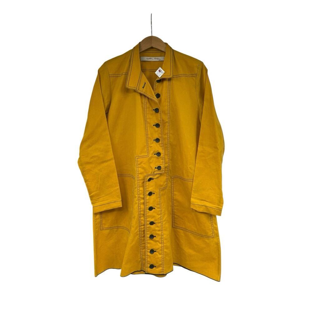 Cynthia Ashby‎ Mustard Yellow Oversized Lagenlook Button Front Jacket Womens XS
